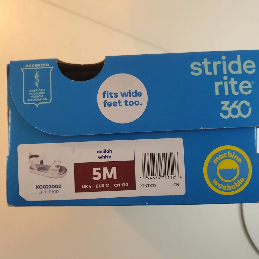 Stride Rite 360 Delilah White Silver Bow Sandals Kids Size 5M
